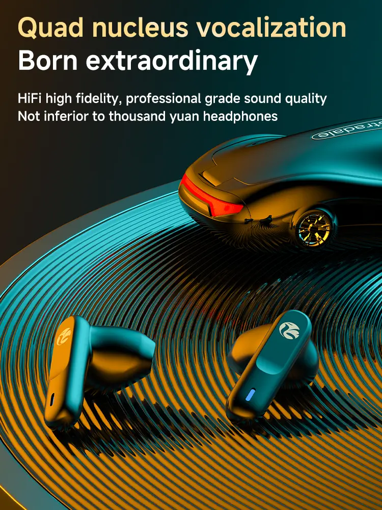 SHUOMENG Black Wireless In-Ear Bluetooth Earbuds - Cool Sport Car Shape, Low-Latency Chargeable Headset, Long Battery Life, Stable Connection, Portable for Phones, Father's Day Gift