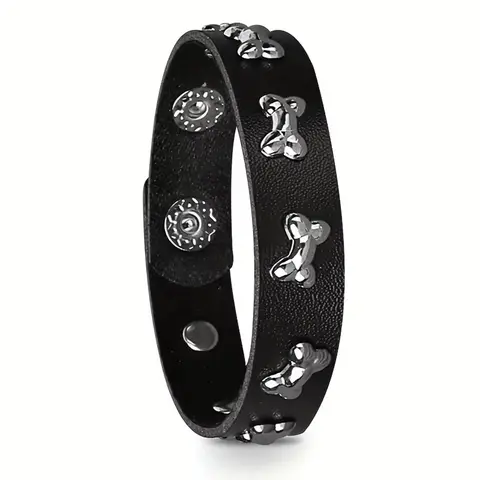 Punk Style PU Leather Charm Bracelet with Dog Bone Pendant, Perfect for Daily Wear and Halloween Parties, Stylish Accessory, Jewelry Bracelets