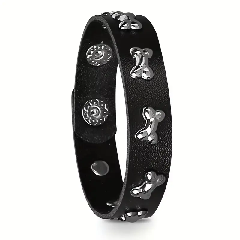 Punk Style PU Leather Charm Bracelet with Dog Bone Pendant, Perfect for Daily Wear and Halloween Parties, Stylish Accessory, Jewelry Bracelets