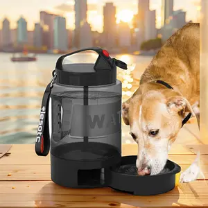 Large Dogs Water Bowl Dispenser, Walking, Camping, Hiking, Portable, Sturdy, 2 in 1 combo pet travel outdoor feeder