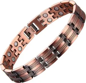 Nandudu Men's Copper Magnetic Adjustable Bracelet - Elegant Minimalist Bangle, Masculine Stackable Jewelry Accessory