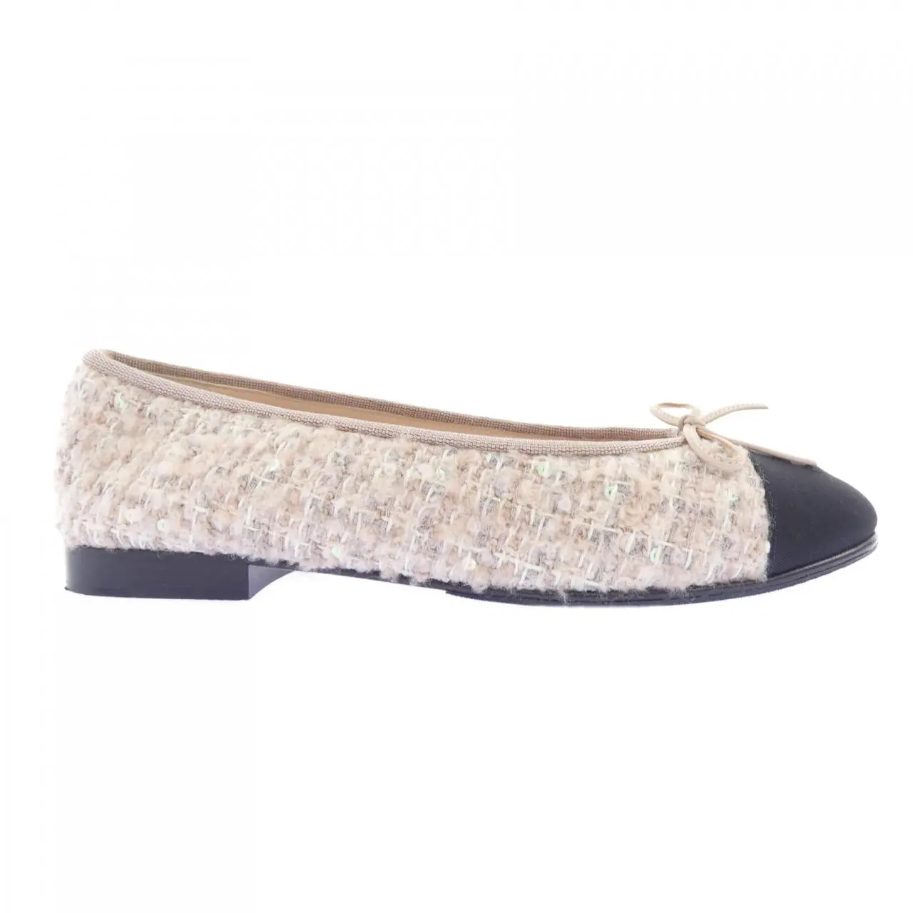 Pre-owned CHANEL Tweed Small Leather Goods BALLET FLATS Glitter Flats