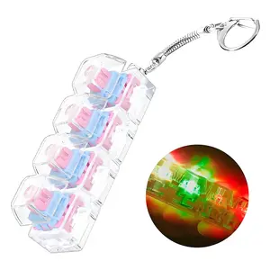 Pink Keyboard Fidget Toy Loud Silent Fidget Keychain with LED Lights Stress Relief Clicker Fidget Keyboard Boost Focus Calm Anxiety for Her Girlfriend