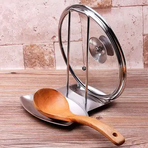 1pc Stainless Steel Lid and Spoon Rest Shelf, Kitchen Organizer for Pot Covers and Utensils, Durable Storage for Cooking Tools