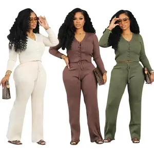Fashionable Casual Knitted Two-Piece Set Autumn Winter Multi-Color Women's Outfit
