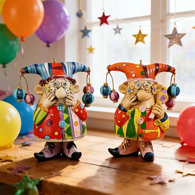 Clown Bell Resin Crafts Colorful Face Covering Clown Decorative Ornament Creative Gift, Suitable for Halloween, Christmas And Other Holiday Gifts