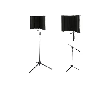 LyxPro VRI-30 Vocal Absorbing and Recording Microphone Isolation Shield Panel with Strong Durable Adjustable TMS-1 Microphone Stand Boom Arm For Home Office and Studio Portable & Foldable Stand Mount