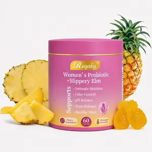 Reqaky Women's daily Probiotic Gummies Hawaiian Pineapple Flavor 60 Gummies Supports Intimate Moisture Odor Control Yeast Balance Healthy Elora pH Balance dryness-hawaiian