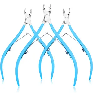 3 Packs Cuticle Nippers Cuticle Cutter Stainless Steel Professional Nail Cuticle Trimmer Pointed Blade Cuticle Remover Scissors Pedicure Manicure Tool for Fingernails and Toenails (Blue) springtok