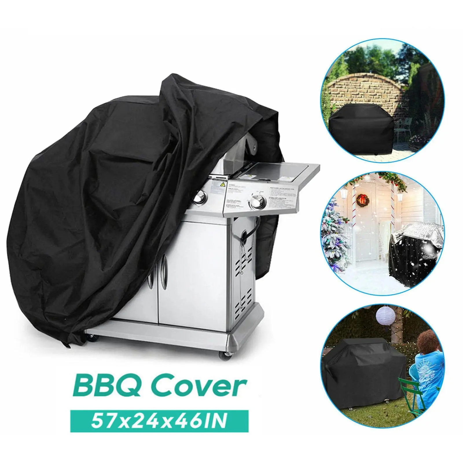 Waterproof Barbecue Grill Cover 57 Inch, Heavy Duty Rip Resistant, All-Weather Protection with Splash Skirt & Convenient Storage Bag