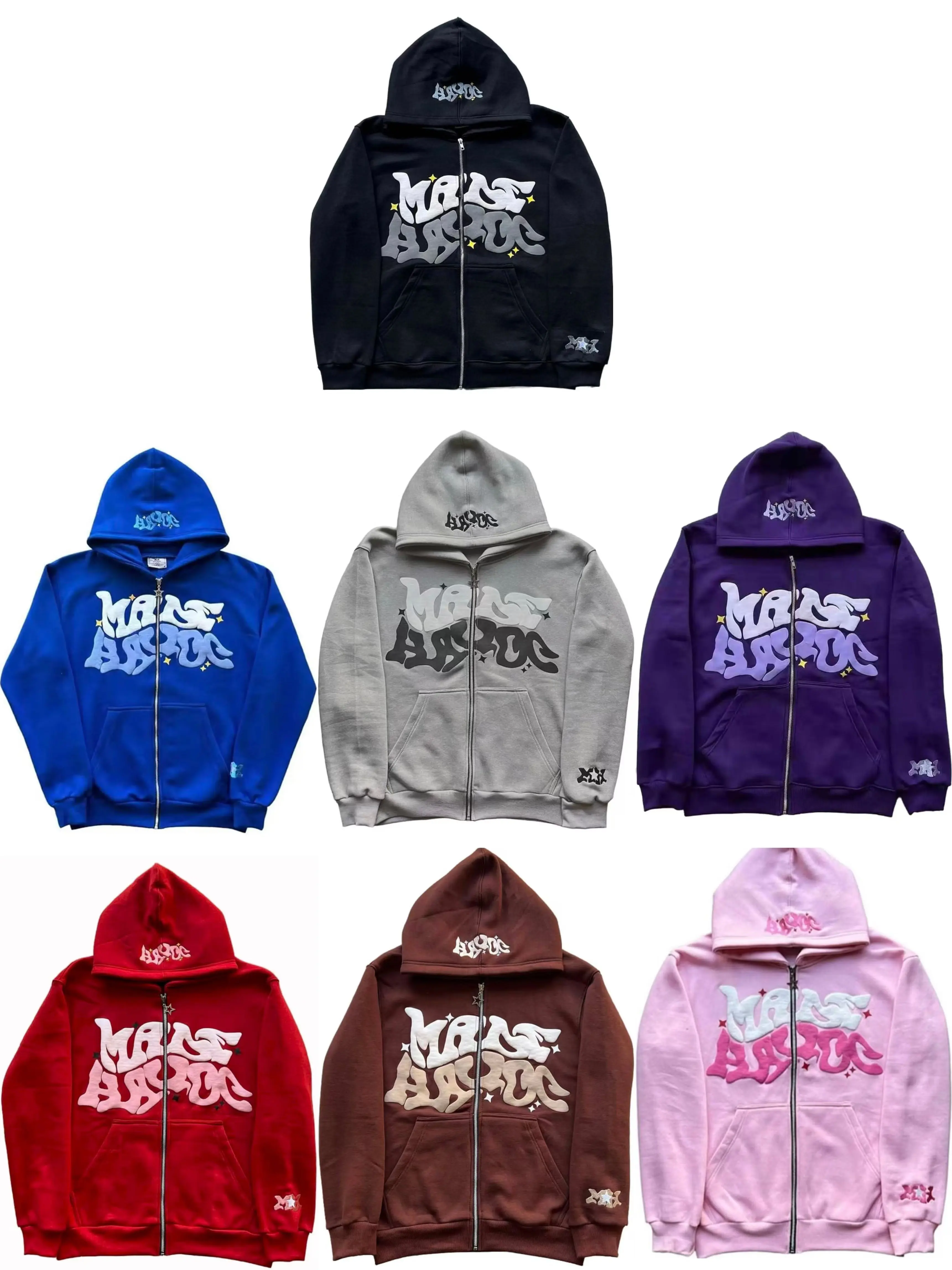 Y2K Retro Star And Letter Printed Full zipper Hoodies，Spring Autumn Harajuku Women And Men Fashion Hip Hop Long Sleeve Hooded ，Avant-Garde - Street Casual Spring/Fall Loose Zipper Pocket Patched，Autumn and Winter Gothic Coat preppy style
