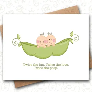 Funny Twins Baby Shower Card | Congrats New Parents Greeting