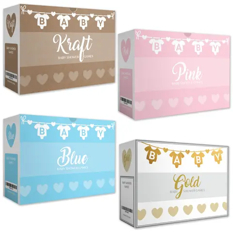 Humor-Filled Engaging Gender-Neutral Baby Shower Activity Cards Set - 250 Pcs, 5 Colorful Sets (Kraft, Gold, Blue, Pink) for Funny Baby Shower Games, Match Decor, Boys Party Adult Gift (Toys & Hobbies, Games & Puzzles, Board Games)