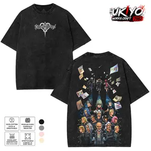 Kingdom Hearts 2 sided Washed T-shirt, Cotton Unisex graphic 90s Top Casual Tshirt shirts men grass jacket Menswear Streetwear Fabric Hoodie