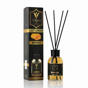 Mango Reed Diffuser Sticks and Bottle - Tropical-Scented Reed Diffusers for Home, Bathroom, Bedroom, Office - Luxury Home Fragrance Products & Decor - Long-Lasting Scent - 110 ml (3.72 fl oz)