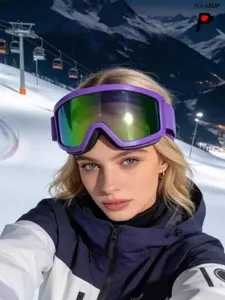 1pcs Oversized Women's Windproof Ski Goggles Full Face Protection, Stylish Rhinestone Decor Soft Rubber Ski Goggles for UV and Wind Protection, Adjustable Strap for Atv and Outdoor Sports