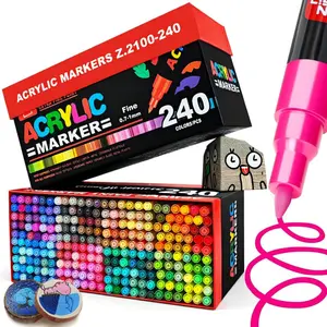 Acrylic Paint Markers, Acrylic Drawing Markers, Hardhead 0.7-1mm Extra Fine Tip Acrylic Paint Pen, Acrylic Markers for Pumpkin Paint, Wood, Metal, Plastic, Canvas, Glass, Ceramic, Rock Painting DIY Art Supplies