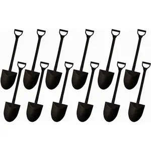 Mini Shovel Shape Spoons,Disposable Plastic Dessert Spoon,Black(100)