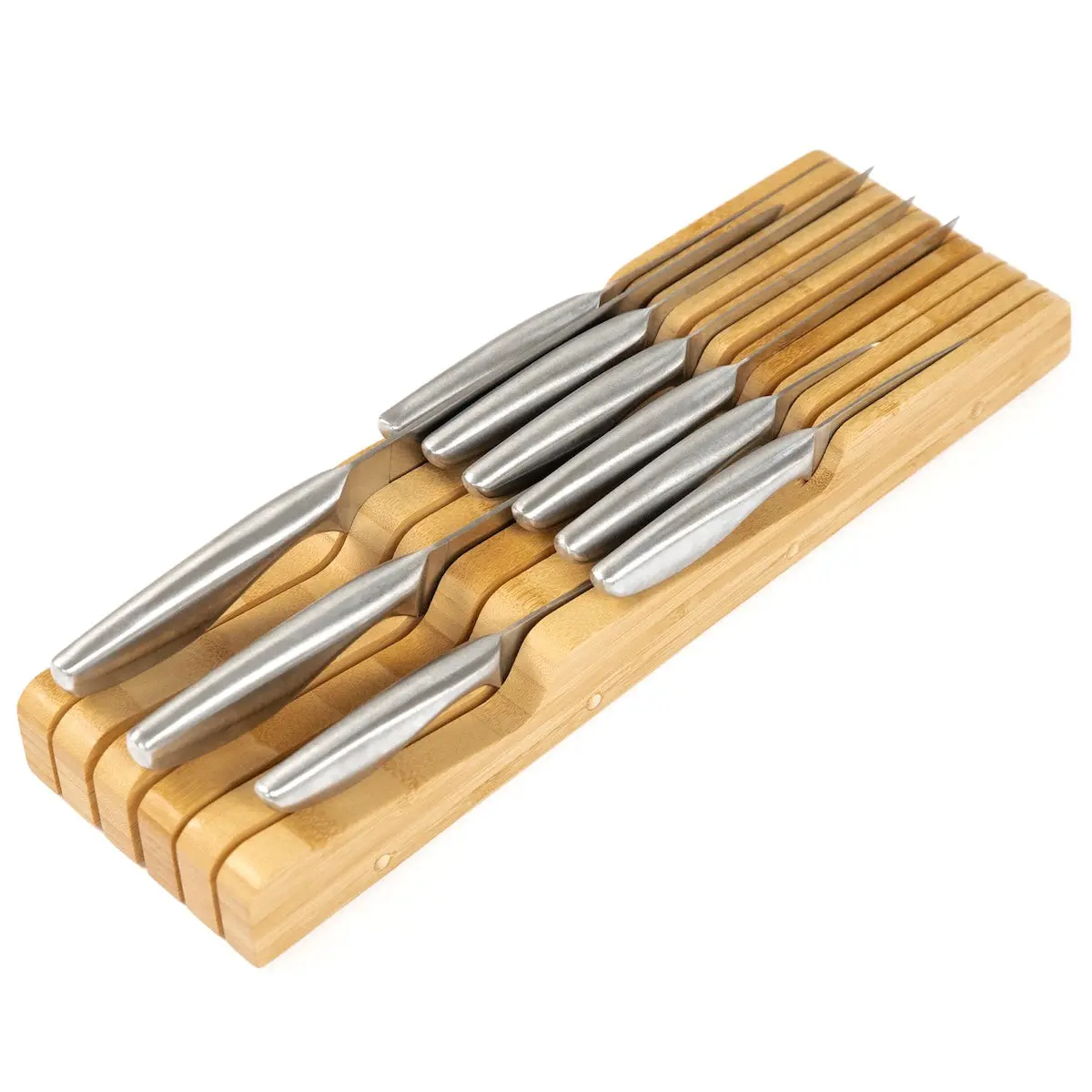 Knife Block Drawer Organizer - Natural Bamboo