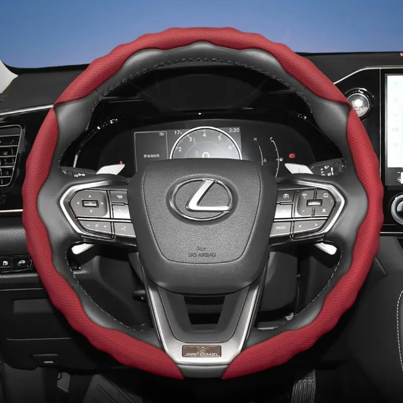 For Lexus Car Steering wheel cover, Car Accessories, Breathable PU leather, segmented snap-fit design, sporty wave pattern, anti-slip, wear-resistant, All-Season Use, suitable for RX/NX/ES/GX/LBX/UX/IS/RZ/LX models
