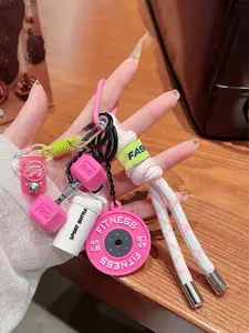 Fitness Exercise Color Barbell, Dumbbell Pendant, Strength Pendant, Surrounding Bag Pendant, Keychain Decoration, Dumbbell+Bell Jar+Barbell Piece - Adjustable Fitness Pendant, Suitable For Backpack Use, Unisex Gift - Ideal For Birthday And Valentine's Day