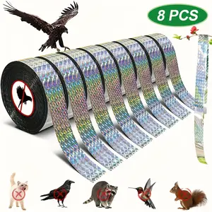 8 Rolls Of Bird Repellent Ribbon (Total Length 400 Meters) | Bird Repellent Reflective Tape | Double-Sided Reflective Tape, Suitable For Orchards And Vegetable Gardens,Bird Repellent Tape, Suitable For Pigeons, Geese, Woodpeckers, Ducks, Festive Decor