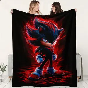 Dark Sonic Theme Soft Skin Friendly Throw Blanket for All Seasons Use on Bed Sofa Office Camping Travel Perfect Gift for Family Friends Home Decor Cozy Comfort