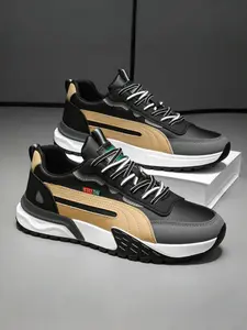 1 Pair Multi-color Trendy Sports Shoes - Comfortable Upper + Elastic Outsole, Two Colors Available, For Daily Wear & Trendy Styling, Comfortable & Versatile, Youth Fashion Shoes