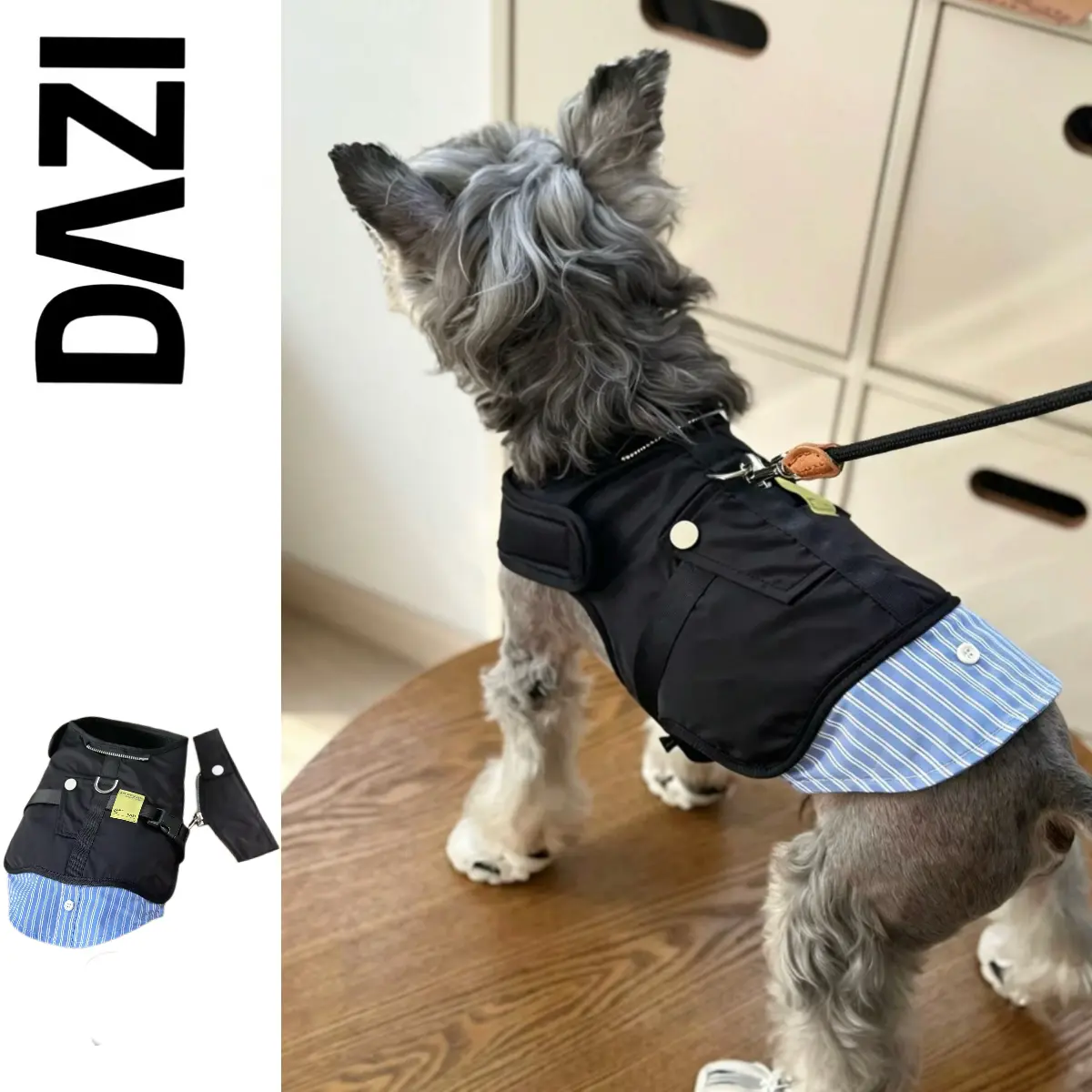 DAZI  Pet Trench Vest, Detachable Collar & Fixed D-ring Hook, Pet Clothes for Small & Medium Dogs, Puppy Outfits, Pet Outerwear, Pet Suit, Fit for Dogs Cats Rabbits, Soft Material, Outdoor & Post-Rain Wear, Summervibes Petlovers Top