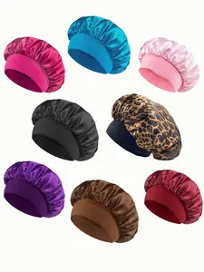 4-Piece Satin Sleep Cap Set, Multi-Color Mix, Soft Silk-Like Hair Protection, Haircare, Curly Hair Night Cap, High Stretch Elasticity Wide Brim Comfortable Fit, Nightcap, Bonnets For Sleeping