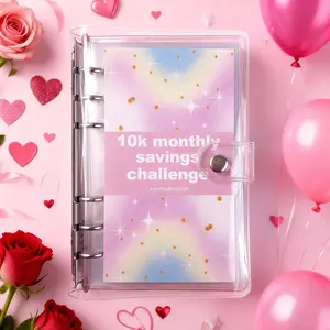 Savings Challenge Binder, 1 Count A6 10k Savings Binder, Monthly Budget Planner for Home, School & Office, Girly Office Accessories, Planner Notebook, Savings Tracker Organizer