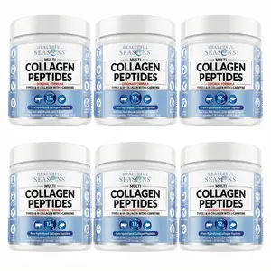 Healthful Seasons pack of 6 Multi Collagen Peptides – Original Formula with Types I & III Collagen and L-Carnitine- Non-GMO collagen, Hydrolyzed Collagen for Hair, Skin, Nails & Joints - Easy Mixing, Unflavored Healthcare Edible