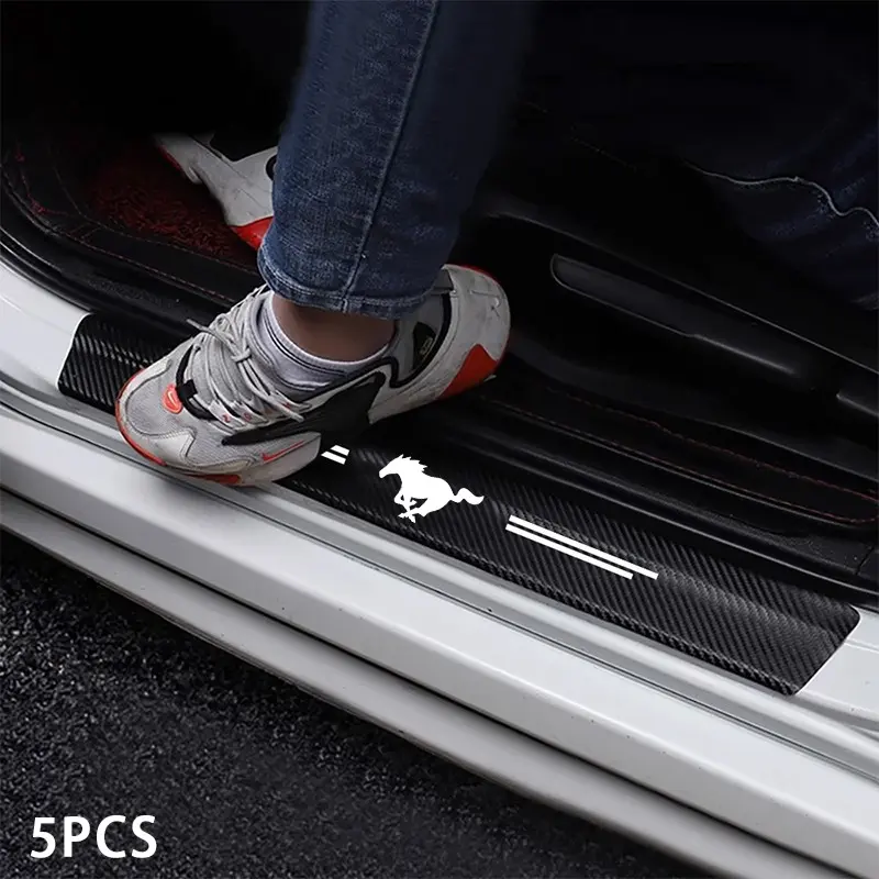 Ford Mustang 5pcs Threshold Sticker Set, Stickers For Cars, Car Stickers, Car Decals, Automobile Decals, Automotive Decals, Waterproof & Scratch-Resistant, Easy Installation, Batch A19961208, No Ca Prop 65 Compliance