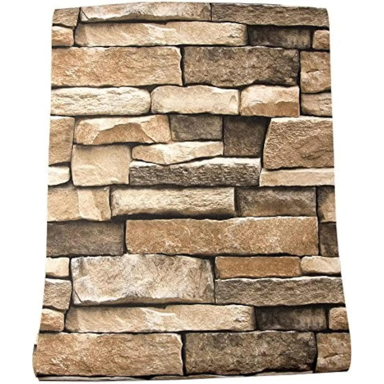 Rock Peel and Stick Wallpaper - Self-Adhesive & Removable Wallpaper Stone Decorations Contact Paper 17.7"x118" 3D Stone Textured Vinyl for Backsplash, Countertop Wall, Easy to Clean, Brick Wall Paper