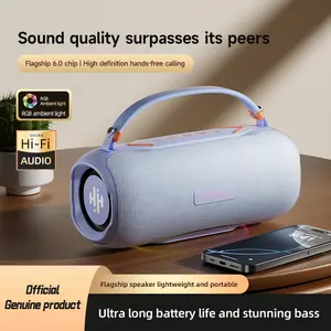 Portable Bluetooth Speaker with Handle Macaron Purple/Blue 30W High Power Speaker Super Bass RGB Light Show HiFi Audio Quality Loud Wireless Speaker for Desk Beach Party Long Runtime Wireless Speaker with EQ Sound