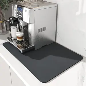 Coffee Mat Hide Stain Rubber Backed Absorbent Dish Drying Mat for Kitchen Counter-Coffee Bar Accessories Fit Under Coffee Maker12"x19" Dark Grey