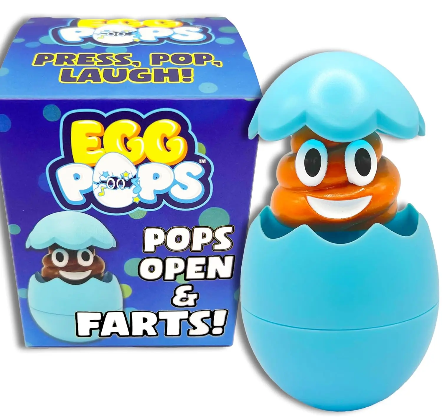 Interactive Kid-Friendly Egg Pop Farting Toy - Pops Up & Farts, Easter Basket Stuffer, Silly Novelty Gag Gift, Interactive Poop Character in Egg Shell, Easter Toy Essential for Kids