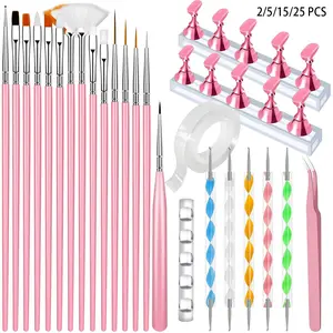 🎨 Professional DIY Nail Art Brush Set, Includes Painting Brushes/Dotting Tools/Magnetic Nail Stands/Double-Sided Tape/Tweezers/Brush Holders, DIY Nail Art Painting Tools | Recommended by Nail Artists