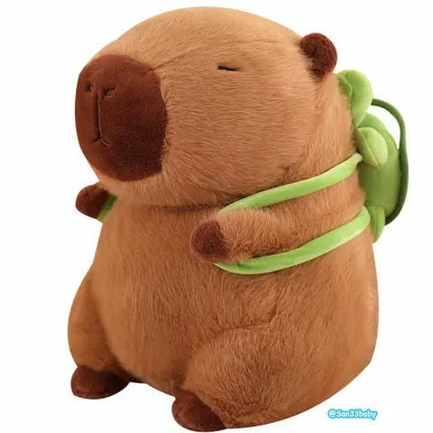 Ava Lalagaga Realistic Capybara Plush Toy - Cute Animal Design Huggable Stuffed Animal with Green Backpack, Plushies for Kids, GF Gift Unique Cool Gifts & Home Bedroom Decor