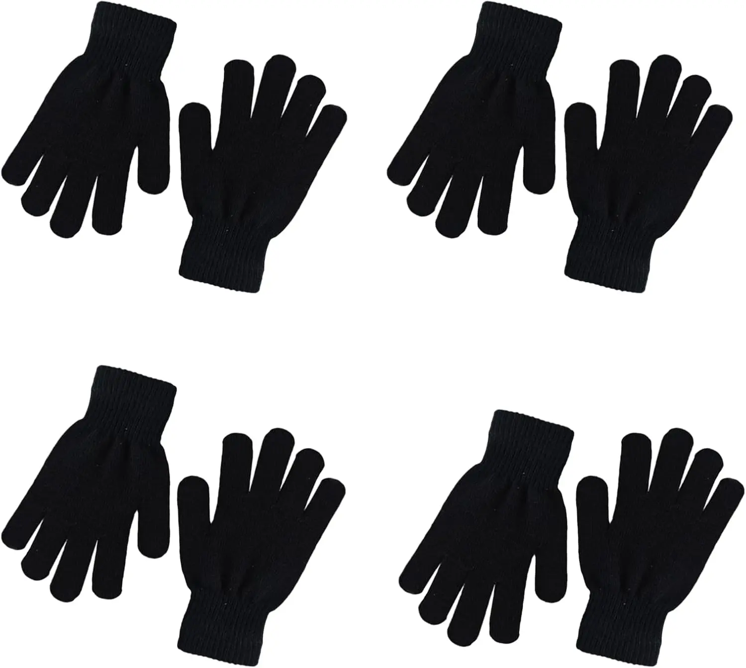4 Pairs Winter Knit Gloves for Kids Unisex Stretchy Warm Magic Black Gloves Children Toddler Boys Girls MittensGift.