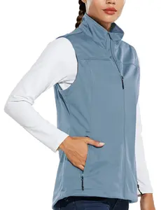 baleaf Women's Lightweight Vest Softshell Sleeveless Jacket Windproof Stand Collar with Zipper Pockets Running Hiking Golf Lounge Warm