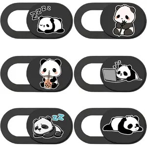 6Pcs Panda Pattern Slide Webcam Cover Privacy Security Protector for Laptops Desktops Smartphones Tablets Notebooks Mini PC Devices