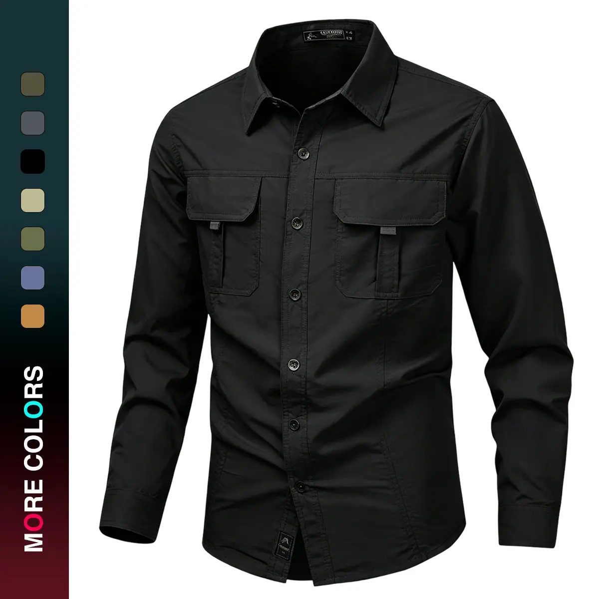 Men's Button-Up Casual Long-Sleeve Shirt - Turn-Down Collar Menswear Top with Multiple Pockets, Lightweight Breathable Textured Woven Fabric, Fine Stitching, Refined Texture, Practical Design, Business Light Luxury Style for Daily Wear, Casual Shirts