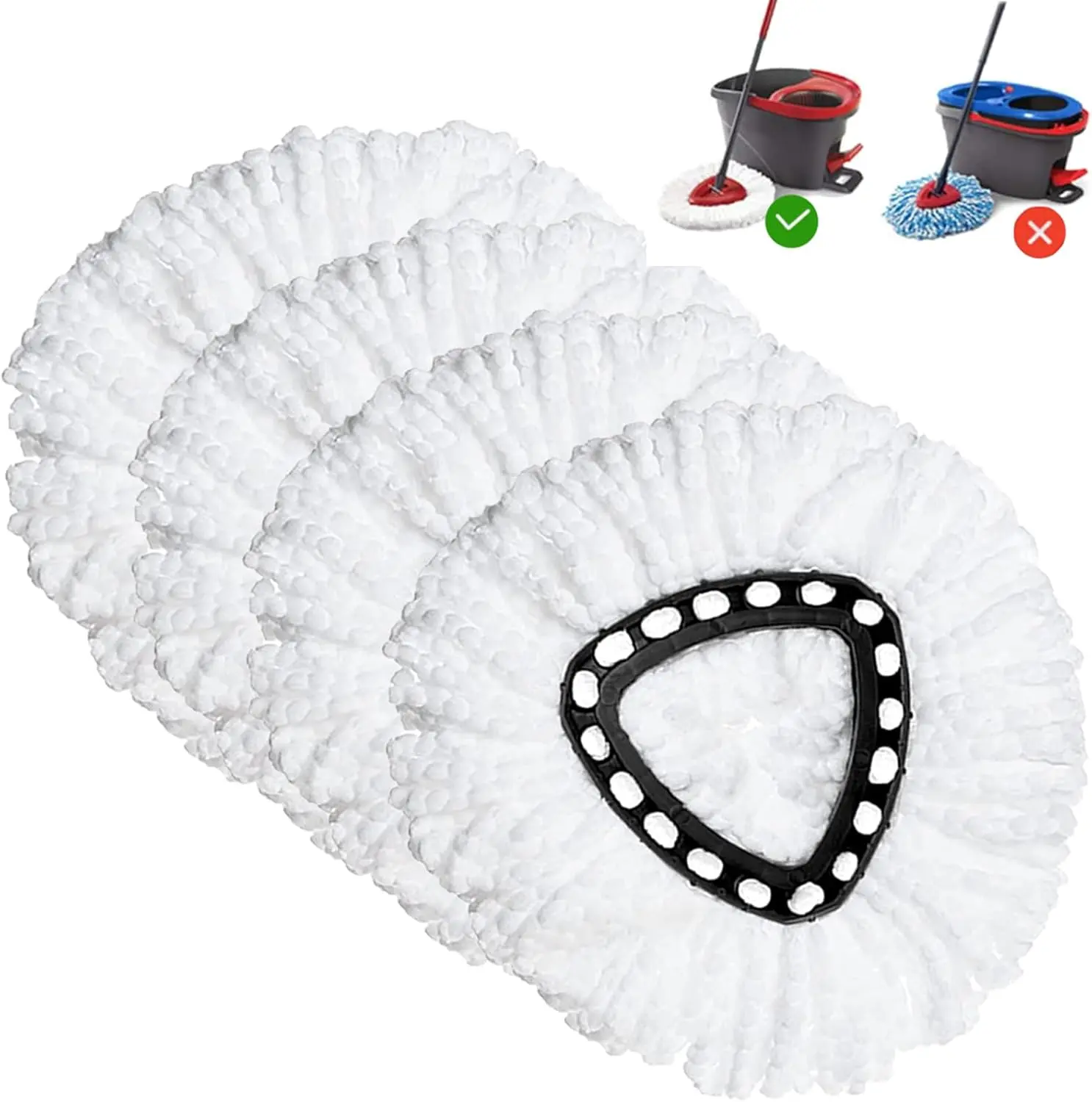 4-Pack Triangle Shape Microfiber Refill Pads for Spin Mops, Absorbent Microfiber Towel Material, Removable & Washable, Easy Installation, Deep Cleaning, Cost-Effective, Compatible with Hardwood Floors & Windows