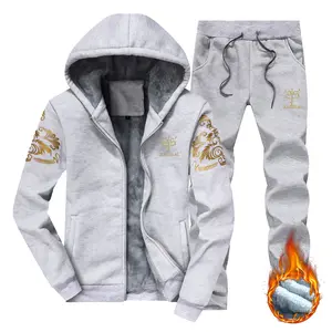 Men's 2-piece warm winter jacket and pants set, zip-up hooded jacket with matching snow pants, suitable for cold weather, fleece lining, outdoor, gym running, thick warm workwear, suitable for casual and formal occasions, gift Long Sleeve