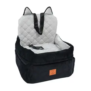 ZVRpet Pet Car Bed Gray & Black Fully Detachable and Washable Memory Foam Dog Car Seat Soft Fabric Easy to Install with Adjustable Straps Anti-Slip Bottom Cover for Back Seat for Car SUV Outdoor Travel Pet Carrier SummerVibes petlovers