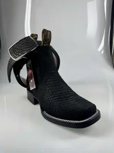 Black Cowboy Boots Square Toe by La Sierra + Matching Belt – Western Style