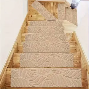15 Pack Non-Slip Carpet Stair Runners Treads For Indoor Wooden Step With Adhesive Peel And Stick Rug Anti Moving Staircase Covers Mats