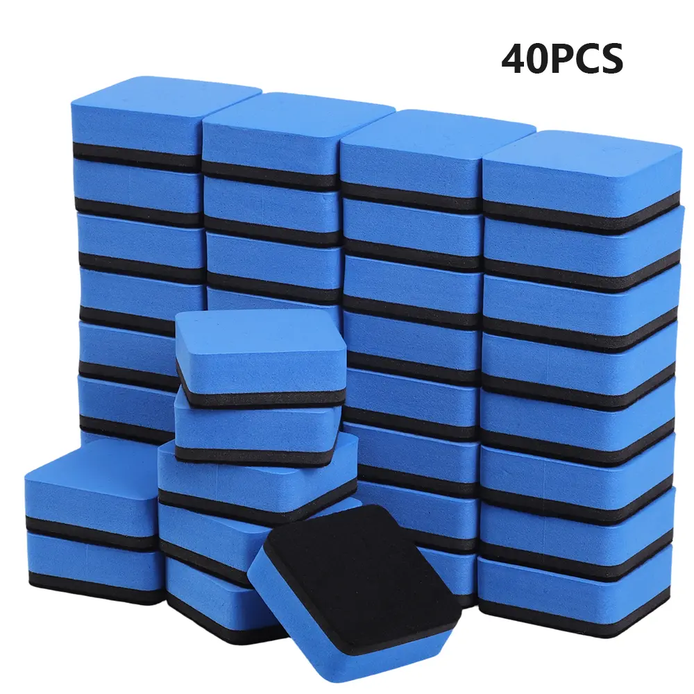 40Pcs/Set Magnetic Whiteboard Dry Erasers Chalkboard Cleaner Wiper,Blue Dry Erase Erasers for Students and Classroom Teacher Supplies Home and Office,Hand Tools Kits,Tools & Hardware
