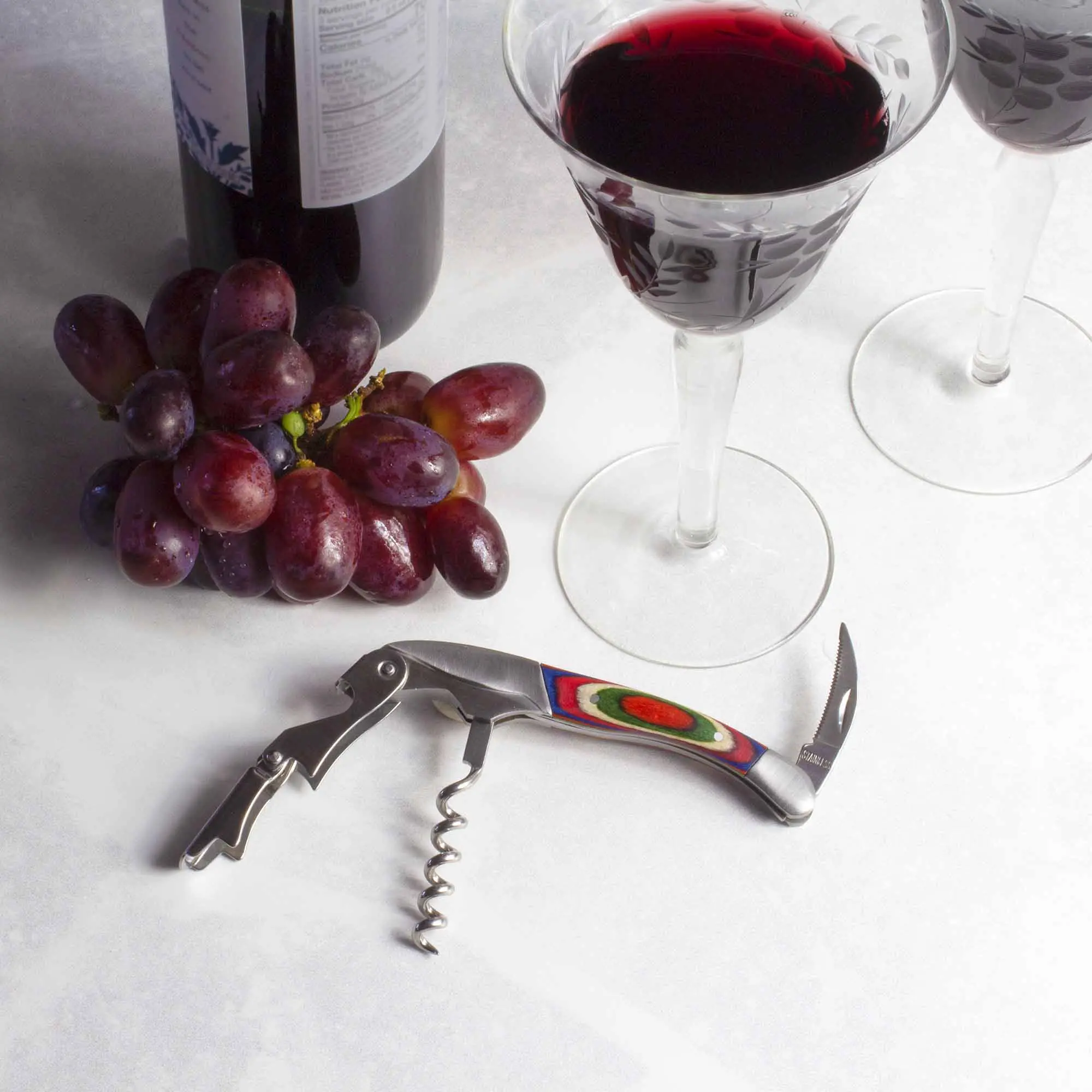 Baltique® Marrakesh Collection Waiter's Friend Corkscrew - Durable Stainless Steel & Birch Wood Bottle Opener with Rainbow Colorway & Compact Design